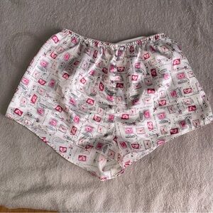 Women's Pink and White Printed Sleep Shorts